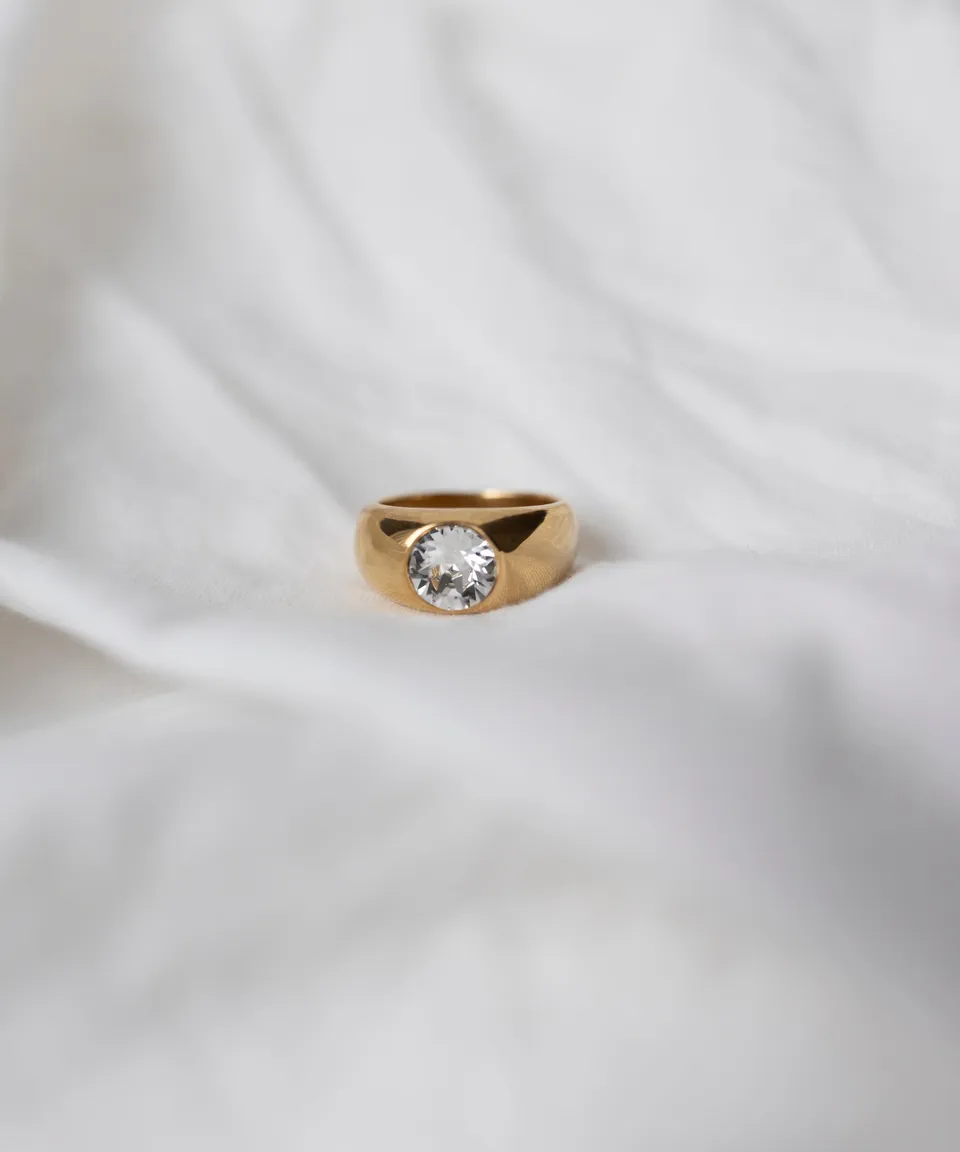 wald-berlin-pop-ring-mit-swarovski-stein-18k-vergoldeter-messing-ring image 1