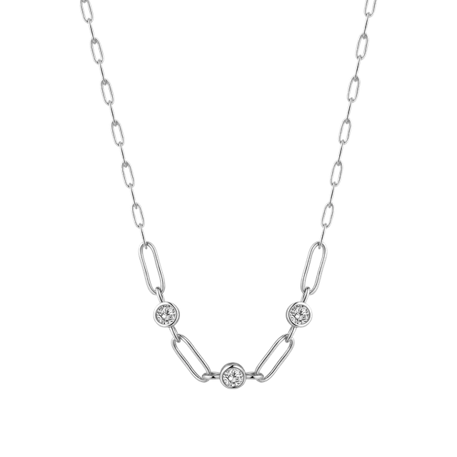 xenox-linked-halskette-925-sterlingsilber-rhodiniert-mit-3-zirkonia image 1