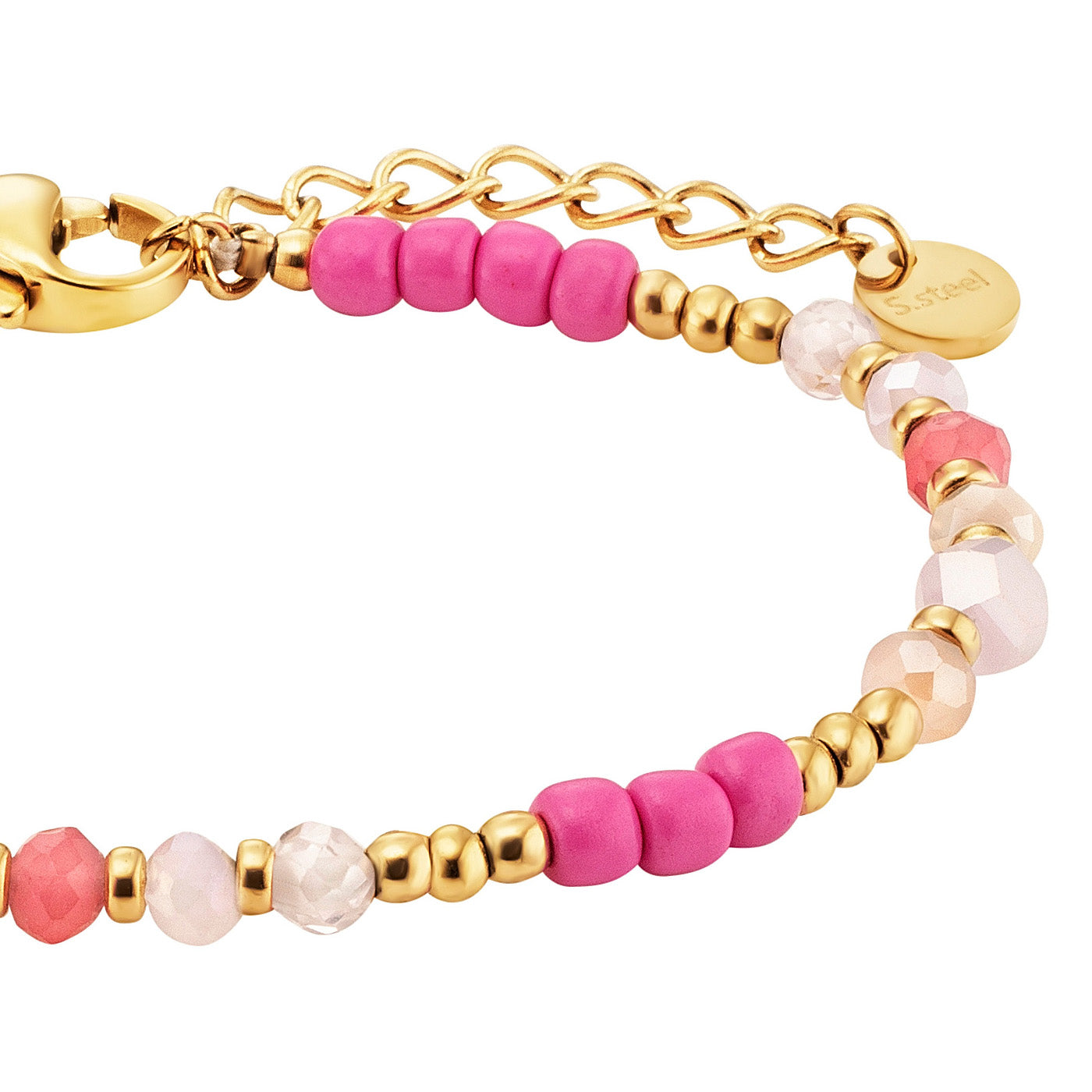 julie-julsen-kids-armband-edelstahl-vergoldet-pinke-glasperlen image 4