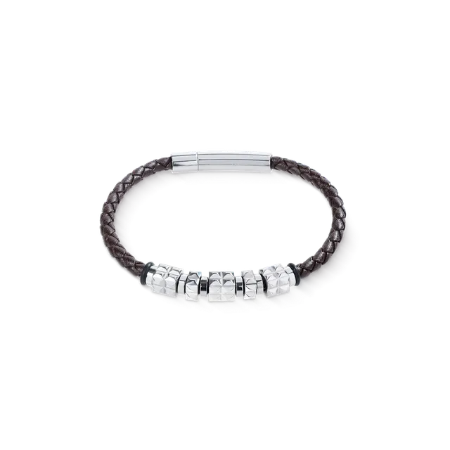 coeur-de-lion-armband-leder-braun-mit-edelstahl-spikes-cubes image 1