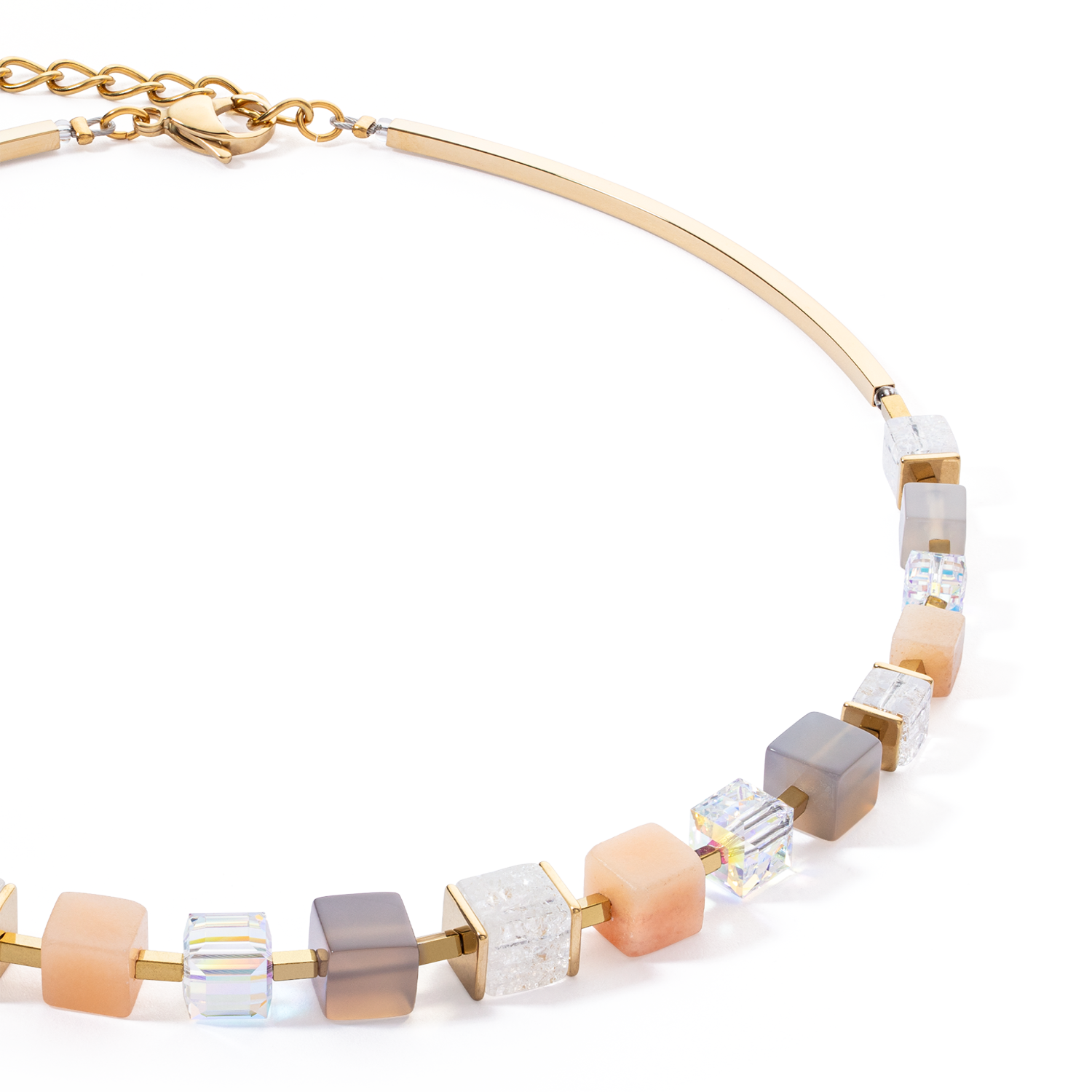 coeur-de-lion-precious-statement-cubes-halskette-grau-peach-8-mm image 2