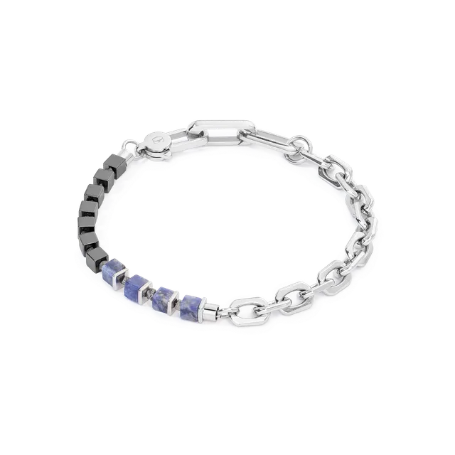 coeur-de-lion-fusion-unisex-armband-link-chain-blau-h-matit-sodalith-rohdiamant image 1