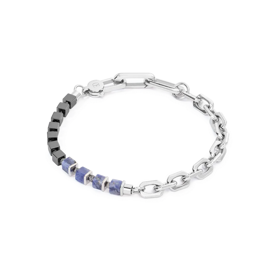 coeur-de-lion-fusion-unisex-armband-link-chain-blau-h-matit-sodalith-rohdiamant image 1