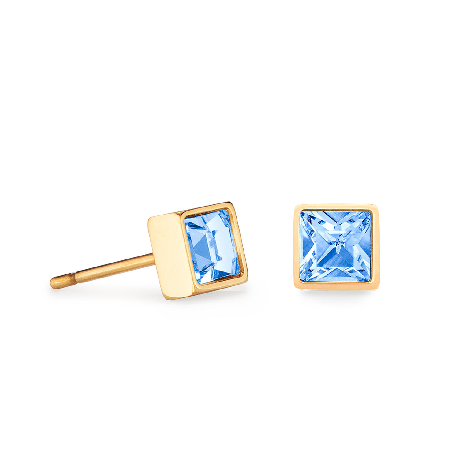 coeur-de-lion-brilliant-square-kleine-ohrringe-gold-hellblau-mit-kristall image 2