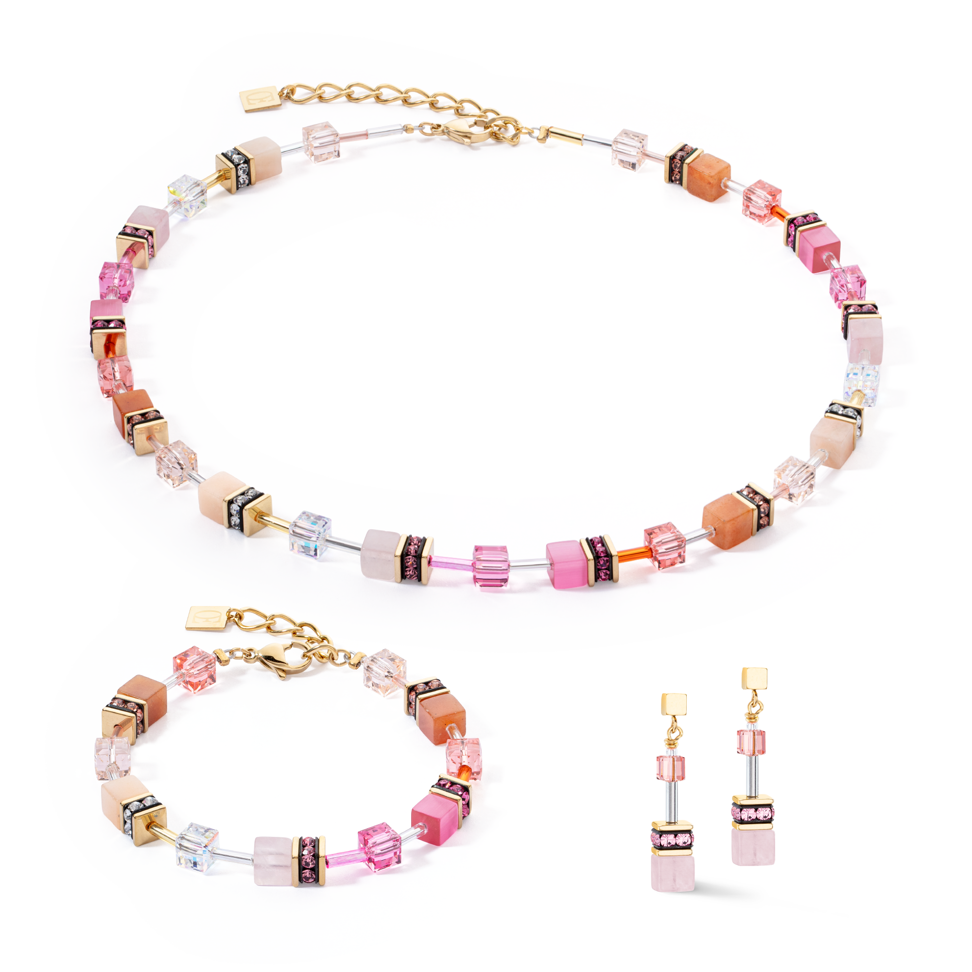 coeur-de-lion-geocube-iconic-precious-armband-rosa-orange image 3