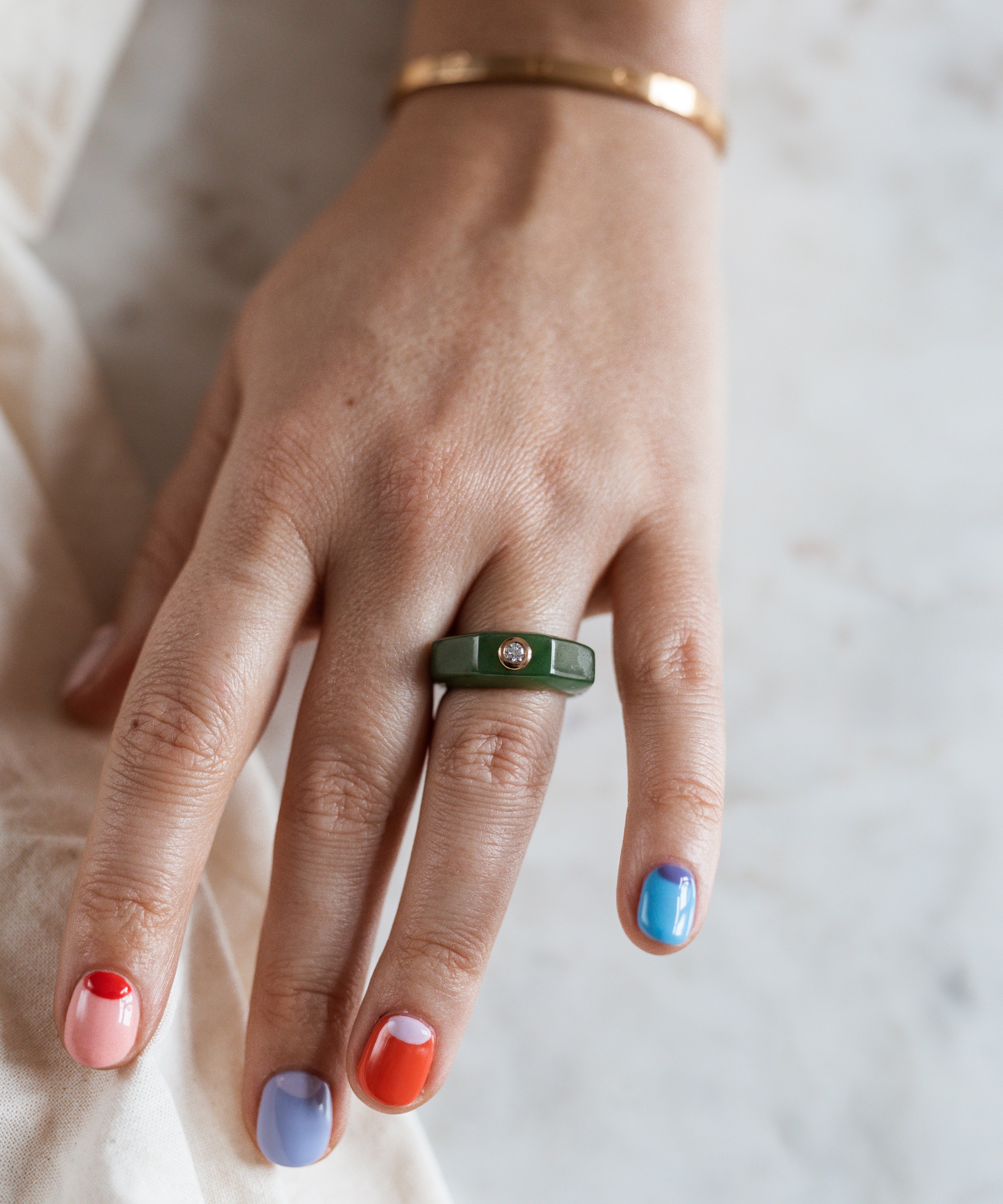 wald-berlin-shining-star-jade-ring-14k-gold-mit-diamant-gr-53 image 4