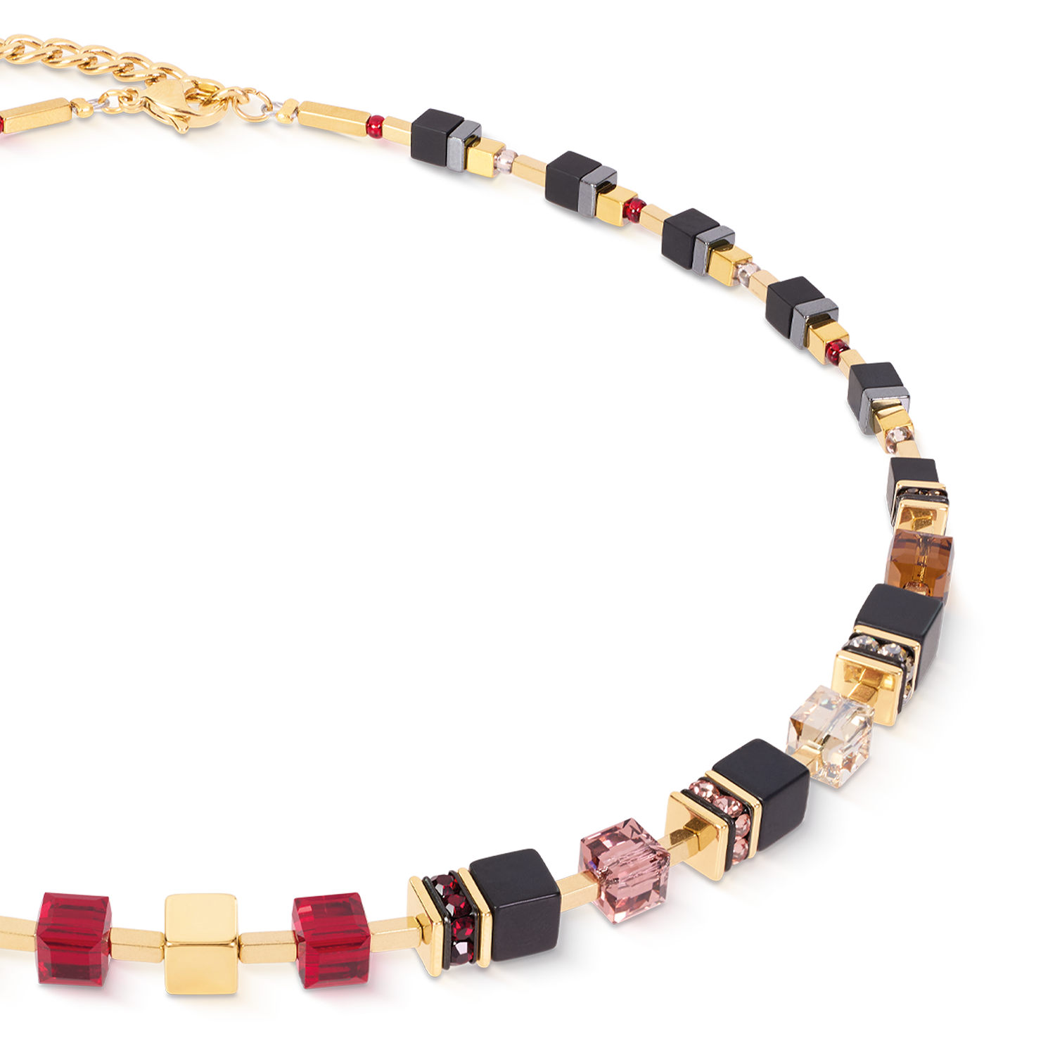 coeur-de-lion-geocube-precious-classic-halskette-ruby-noir-schwarz-gold image 2