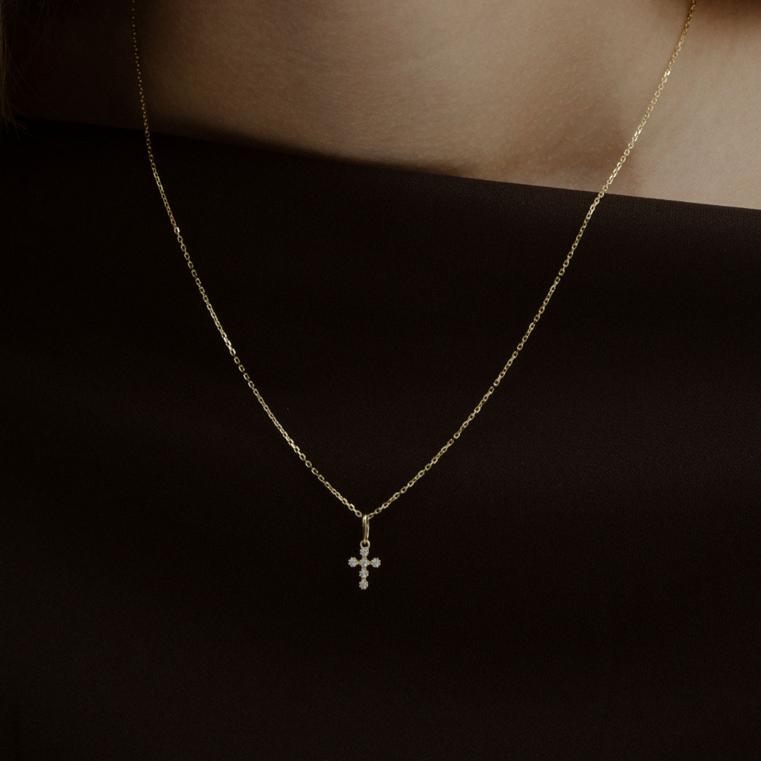 xenox-fine-kreuz-spark-anh-nger-585-gelbgold-xg14k0245g image 2