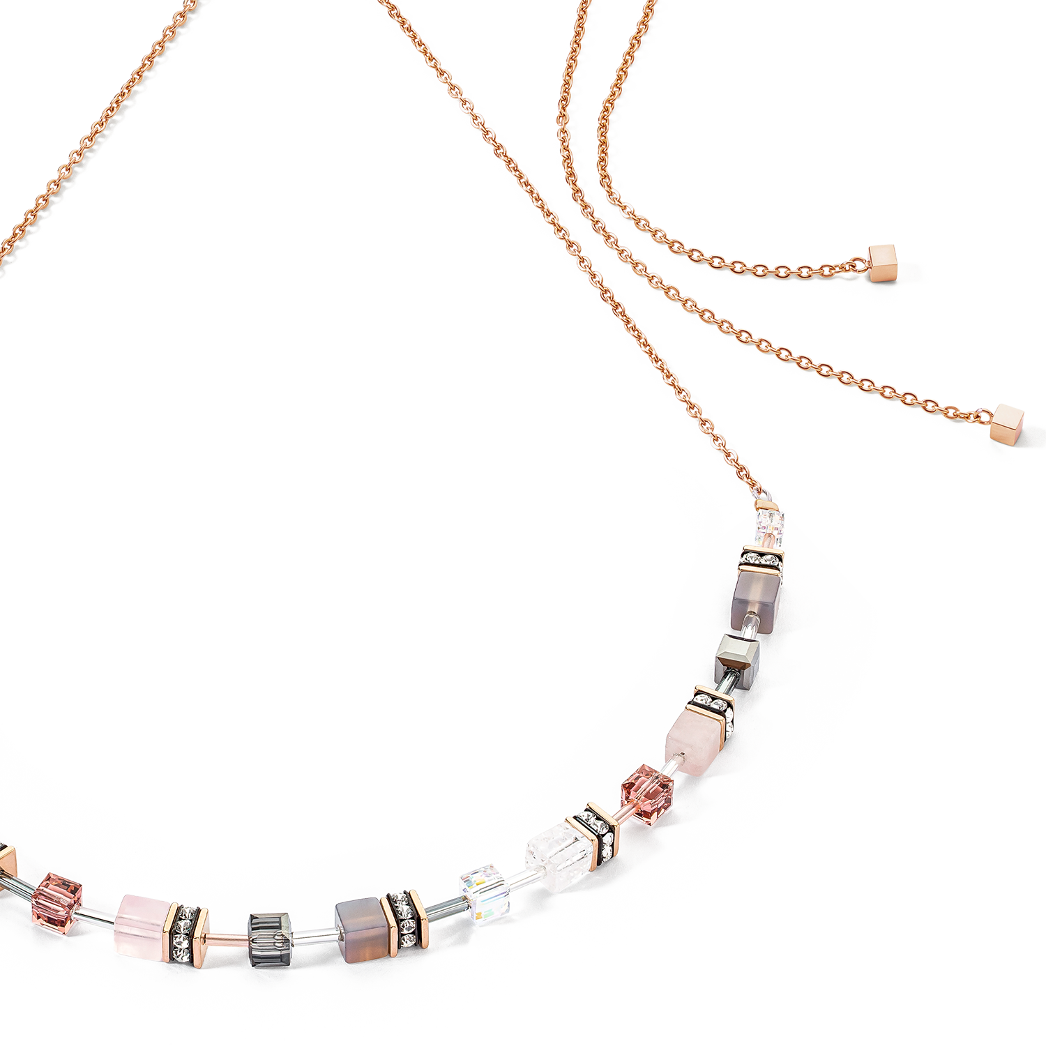 coeur-de-lion-geocube-iconic-nature-chain-halskette-ros-mit-rosenquarz-achat-und image 2
