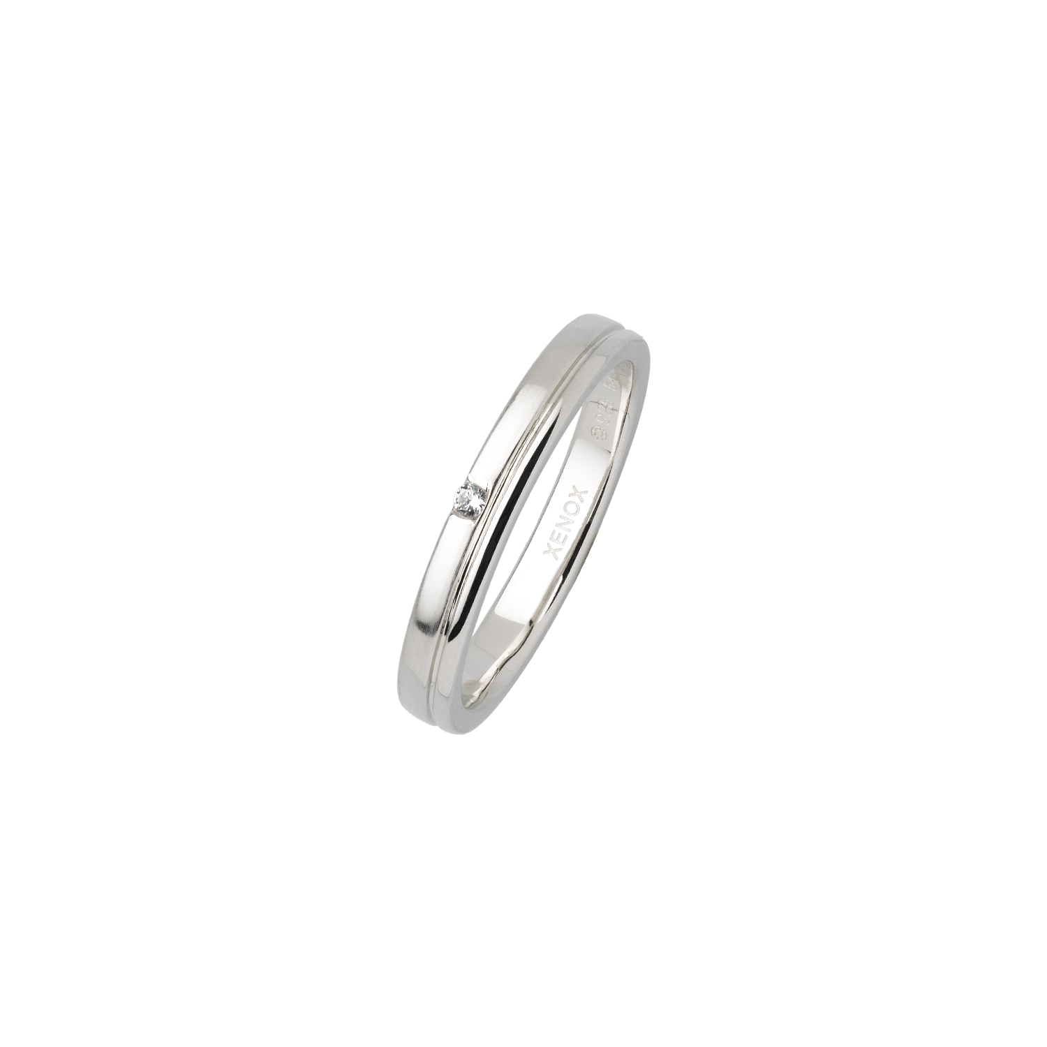 xenox-partnerring-925-sterlingsilber-rhodiniert-mit-zirkonia-stein image 1