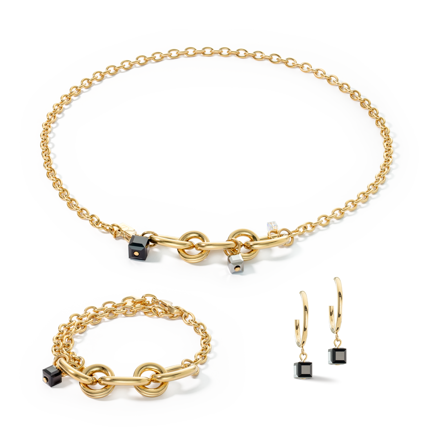 coeur-de-lion-creole-chunky-chain-ohrringe-gold-schwarz image 3