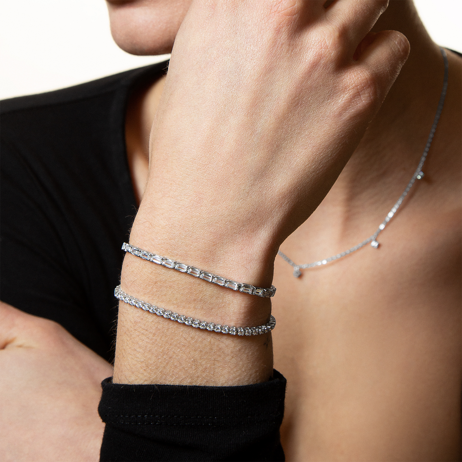 xenox-tennisarmband-925-sterlingsilber-rhodiniert-mit-zirkonia-baguette image 3
