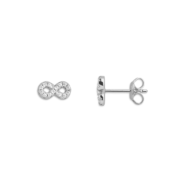 xenox-infinity-ohrringe-925-sterlingsilber-rhodiniert-mit-zirkonia-ohrstecker image 1