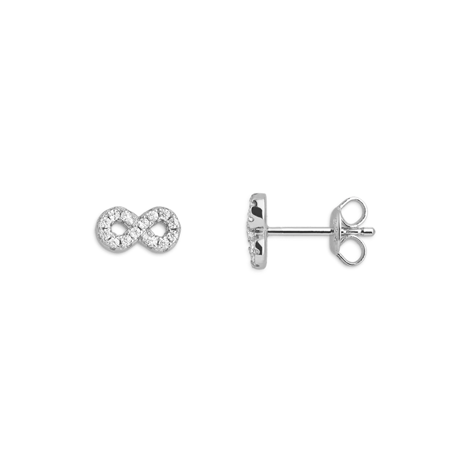 xenox-infinity-ohrringe-925-sterlingsilber-rhodiniert-mit-zirkonia-ohrstecker image 1