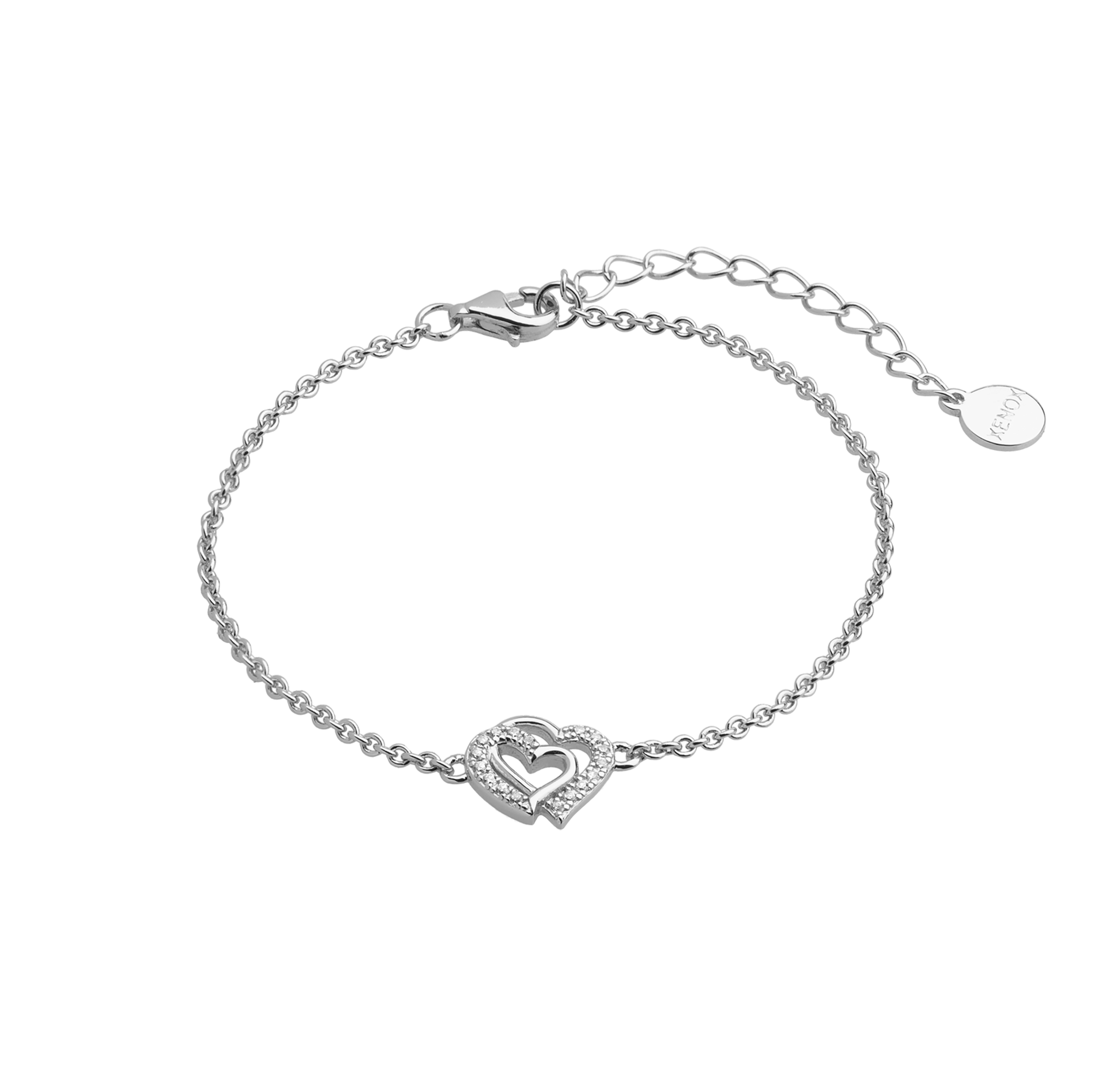 xenox-love-story-armband-925-sterlingsilber-rhodiniert-mit-herz-zirkonia image 1