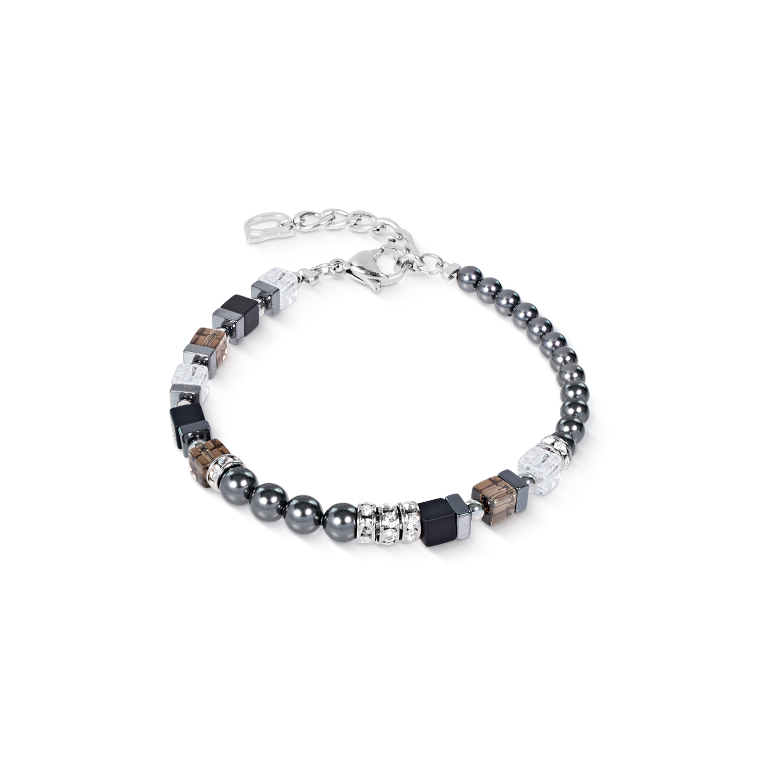 coeur-de-lion-armband-precious-fusion-offset-grau-silber-bergkristall-onyx-rauch image 1