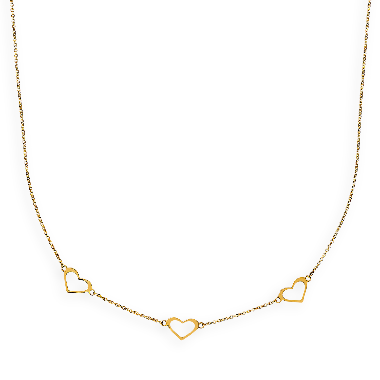 xenox-fine-halskette-585-gelbgold-mit-drei-herzen image 1