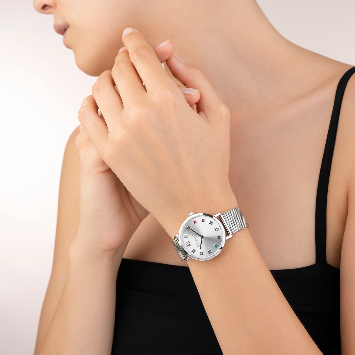 coeur-de-lion-uhr-rund-silver-sunray-milanaise-edelstahl image 3