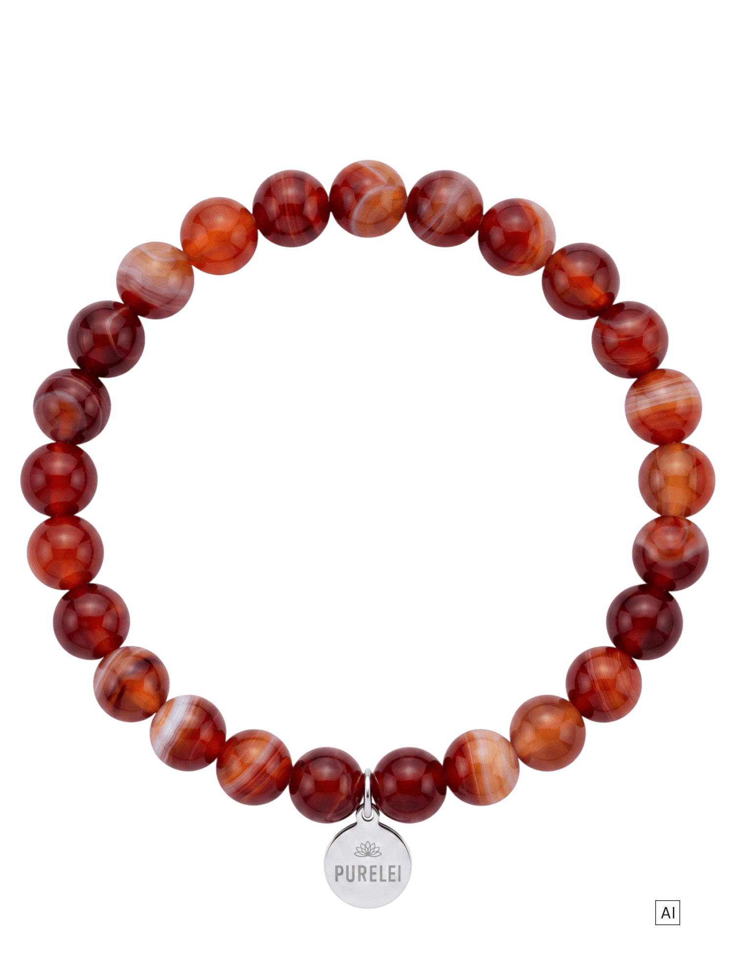 purelei-roter-achat-armband-naturstein-perlenarmband-20-cm-silber image 1