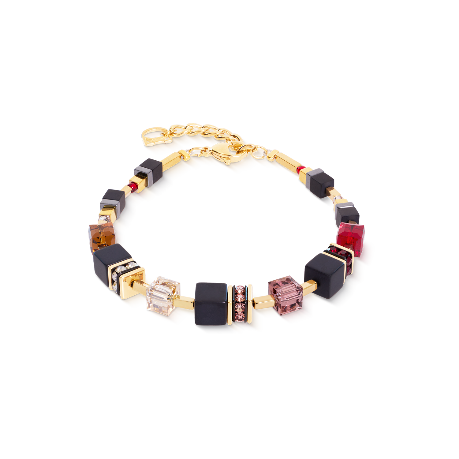 coeur-de-lion-geocube-precious-classic-armband-ruby-noir-19cm-gold image 1