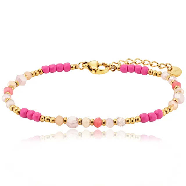 julie-julsen-kids-armband-edelstahl-vergoldet-pinke-glasperlen image 1