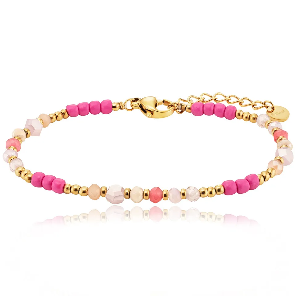 julie-julsen-kids-armband-edelstahl-vergoldet-pinke-glasperlen image 1
