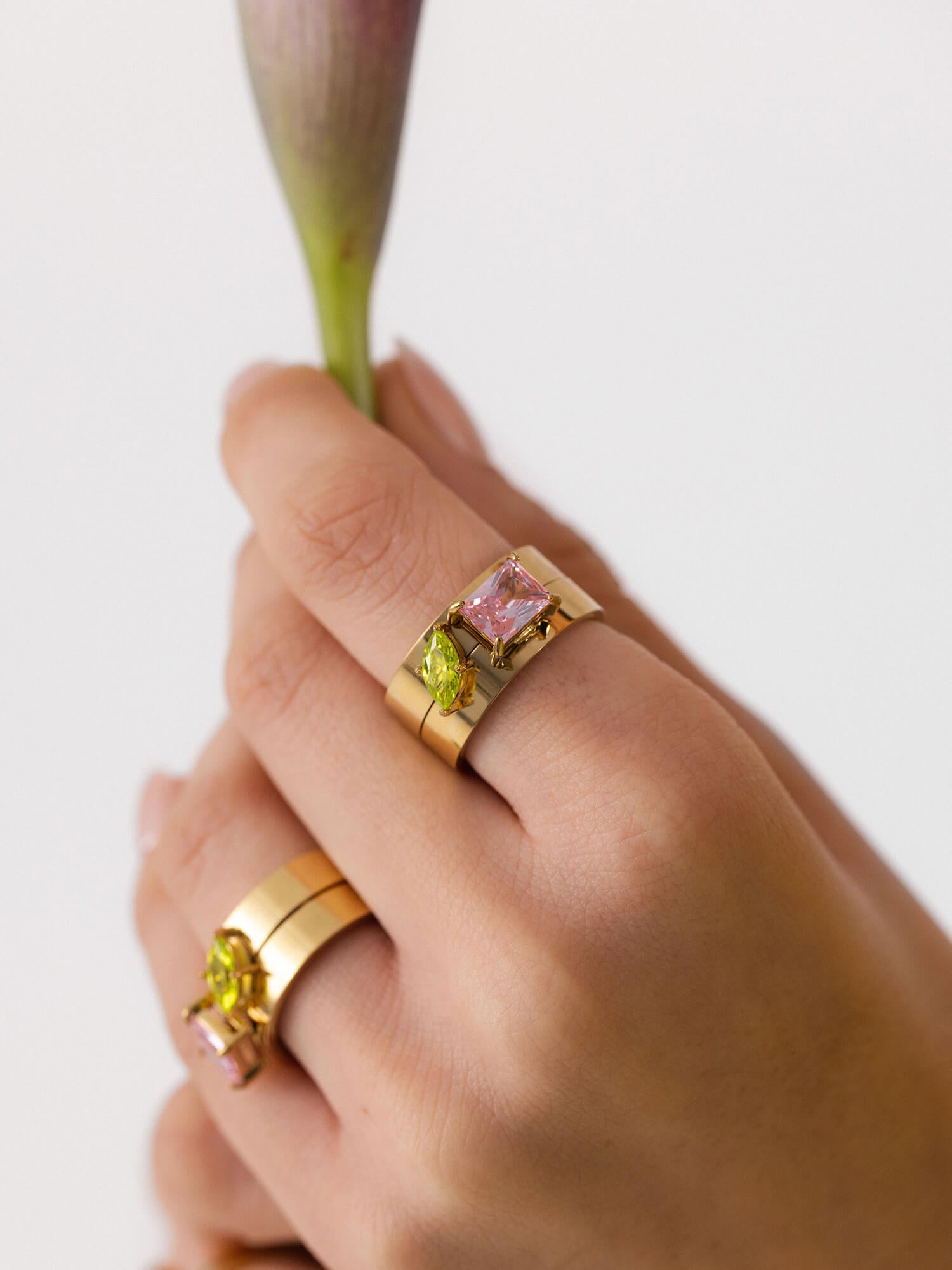 purelei-bold-gem-ring-set-ring-stack-edelstahl-in-gold-ros-gold-silber image 2
