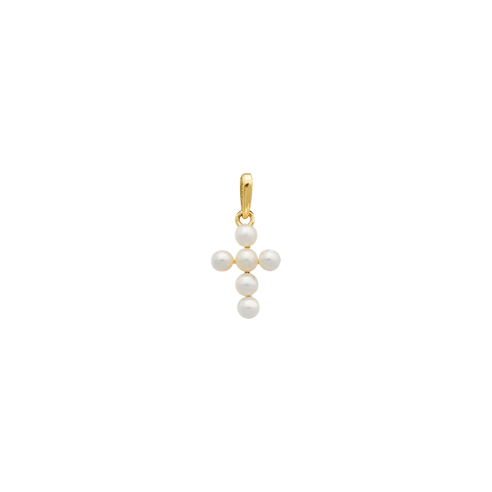 xenox-fine-kreuz-anh-nger-mit-perlen-585-gelbgold image 1