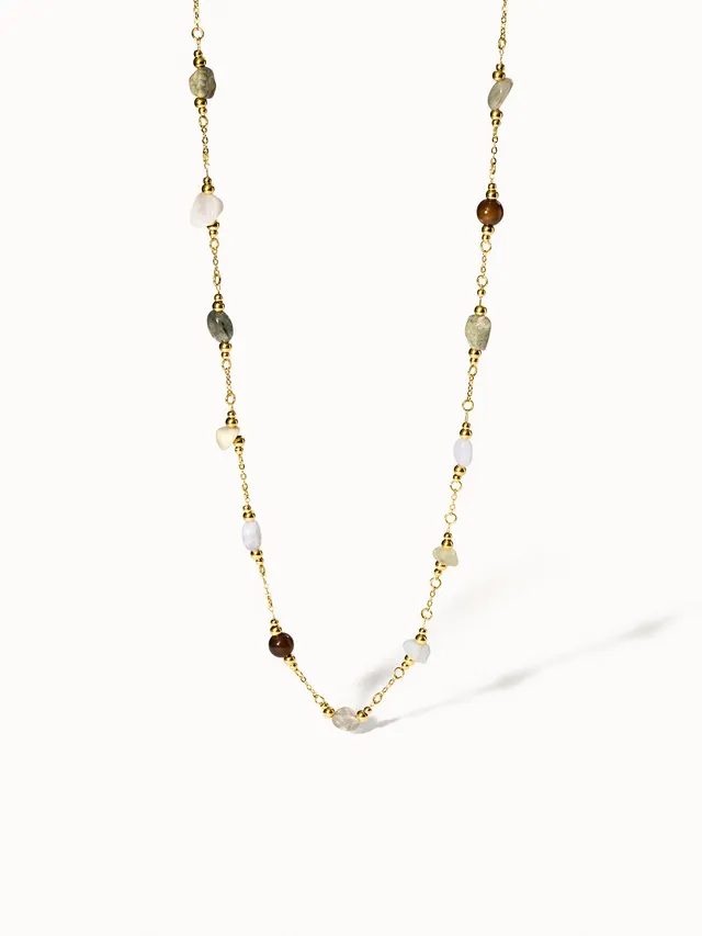 purelei-island-dream-kette-mit-edelsteinen-und-metallperlen image 1