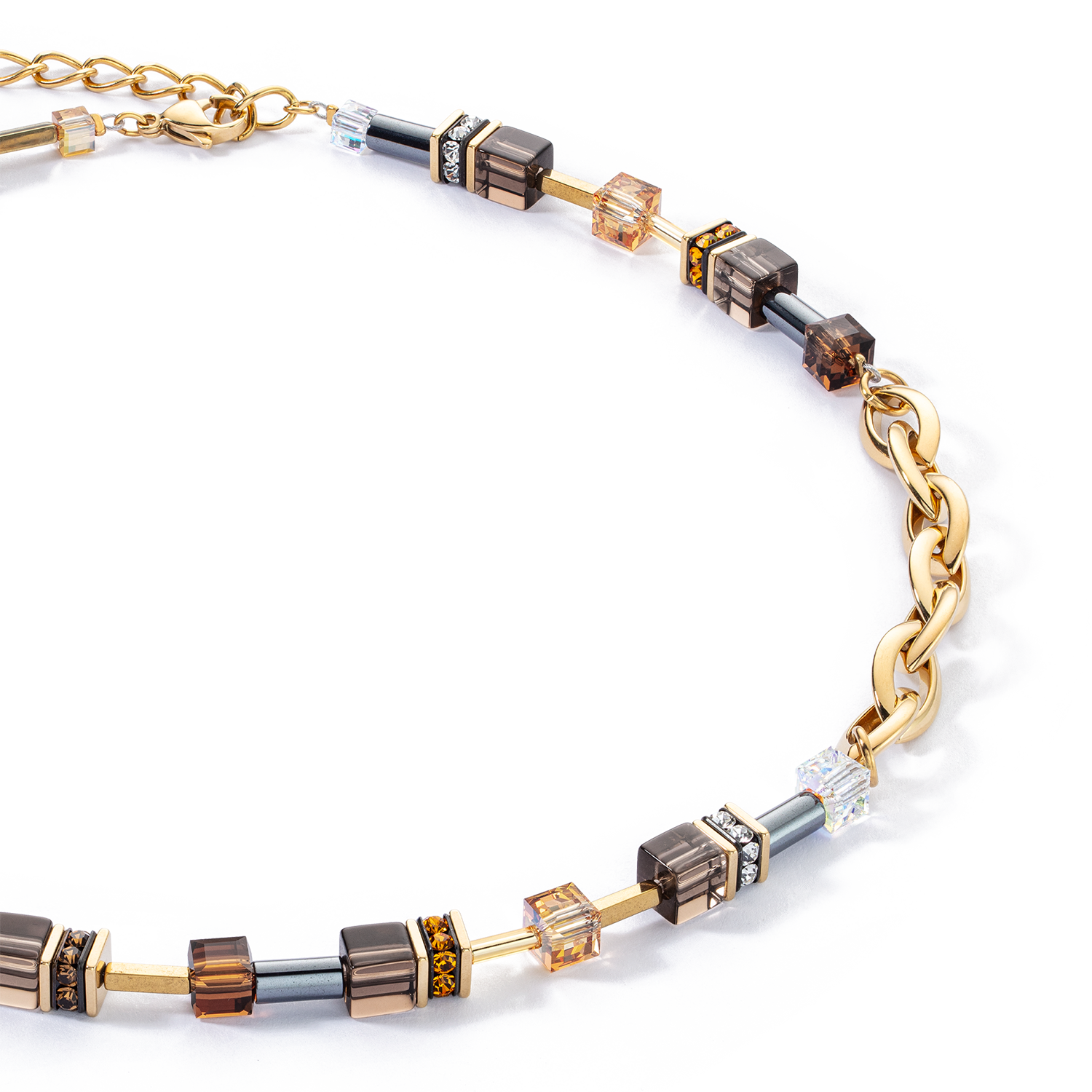 coeur-de-lion-geocube-chunky-chain-halskette-gold-braun image 2
