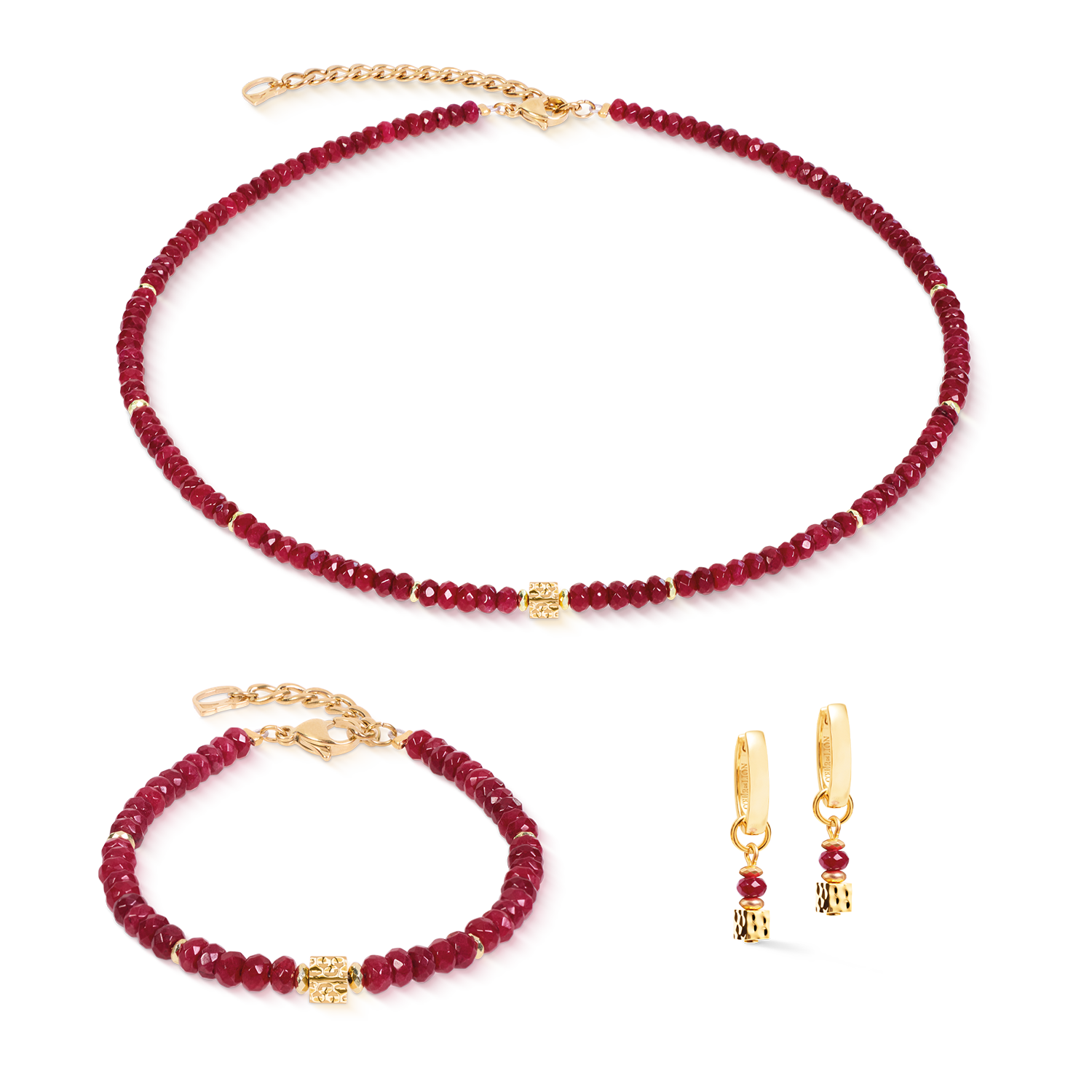 coeur-de-lion-halskette-hammered-cube-ruby-gold-42-cm image 3
