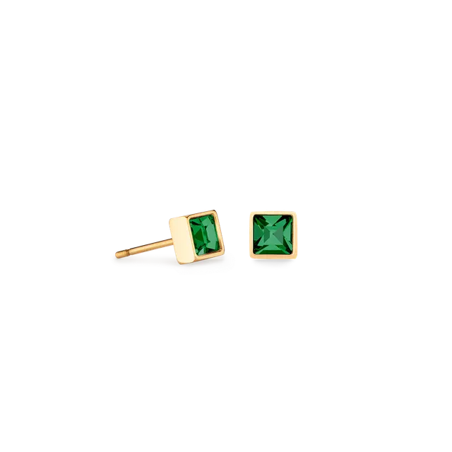 coeur-de-lion-brilliant-square-small-ohrstecker-gold-dunkelgr-n image 1