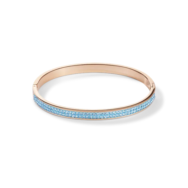 coeur-de-lion-iconic-armreif-edelstahl-ros-gold-mit-kristalle-pav-aqua-17-cm image 1