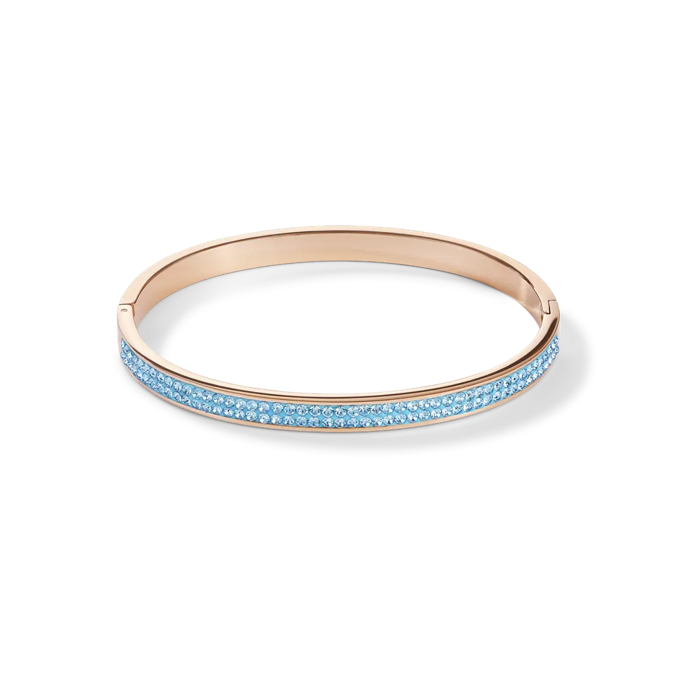 coeur-de-lion-iconic-armreif-edelstahl-ros-gold-mit-kristalle-pav-aqua-17-cm image 1