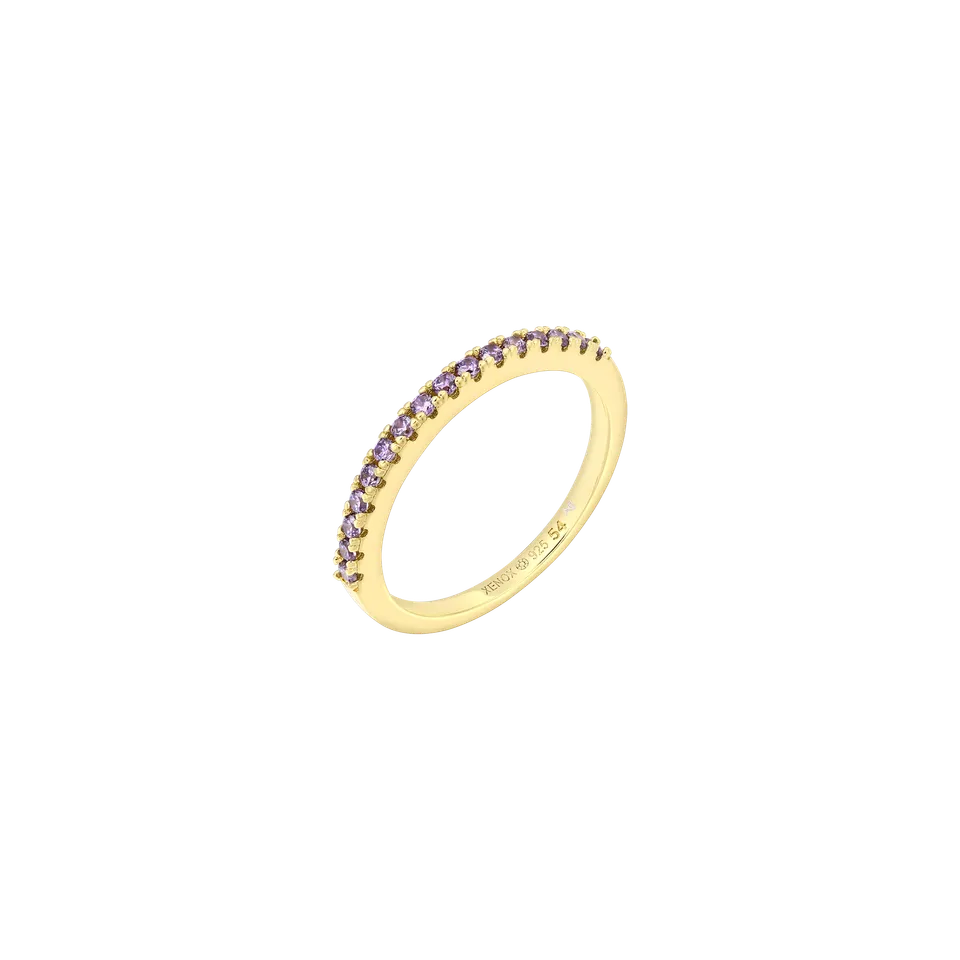 xenox-grace-ring-925-sterlingsilber-18k-vergoldung-mit-lila-zirkonia image 1