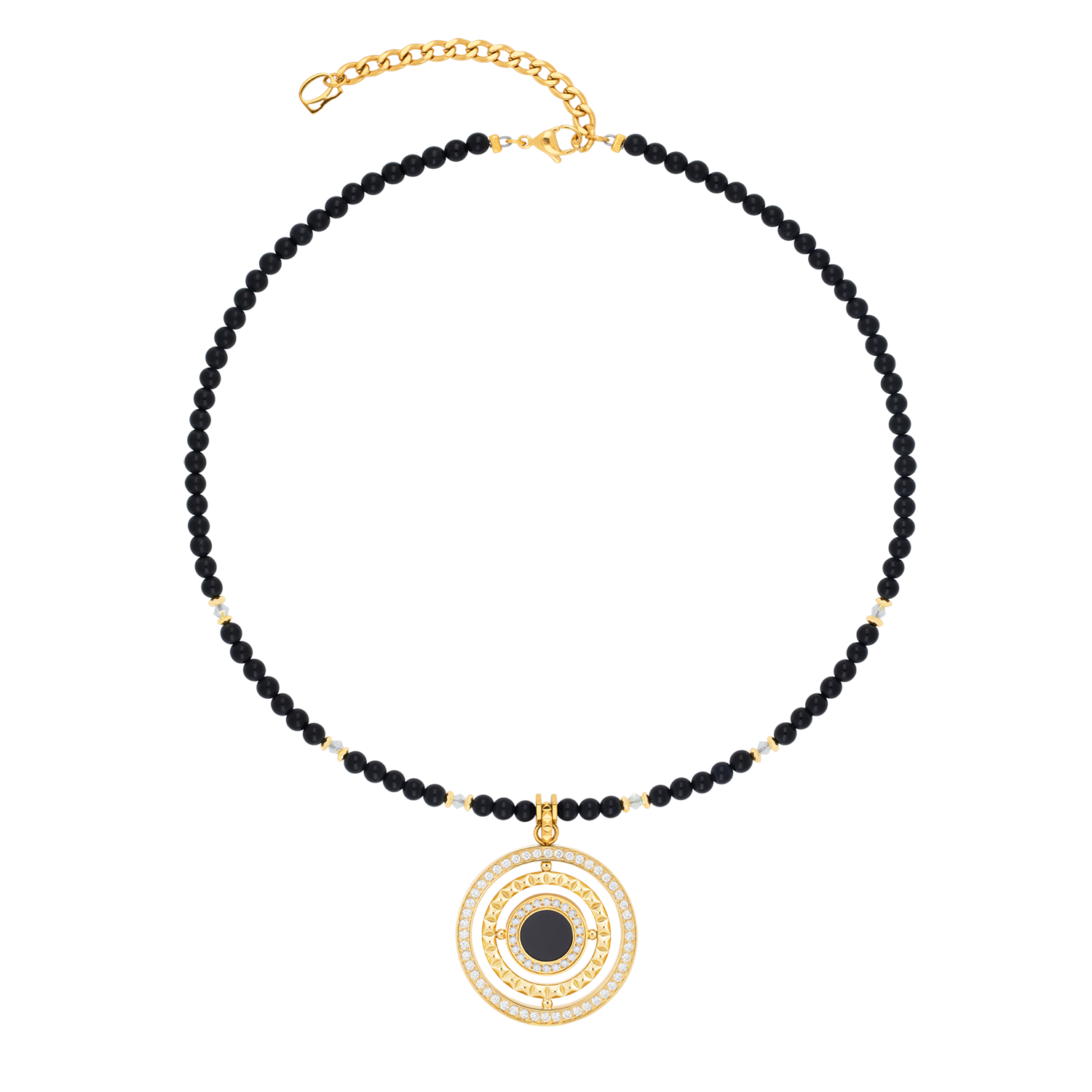 coeur-de-lion-amulett-modern-icon-noir-halskette-gold-schwarz-42-cm image 1