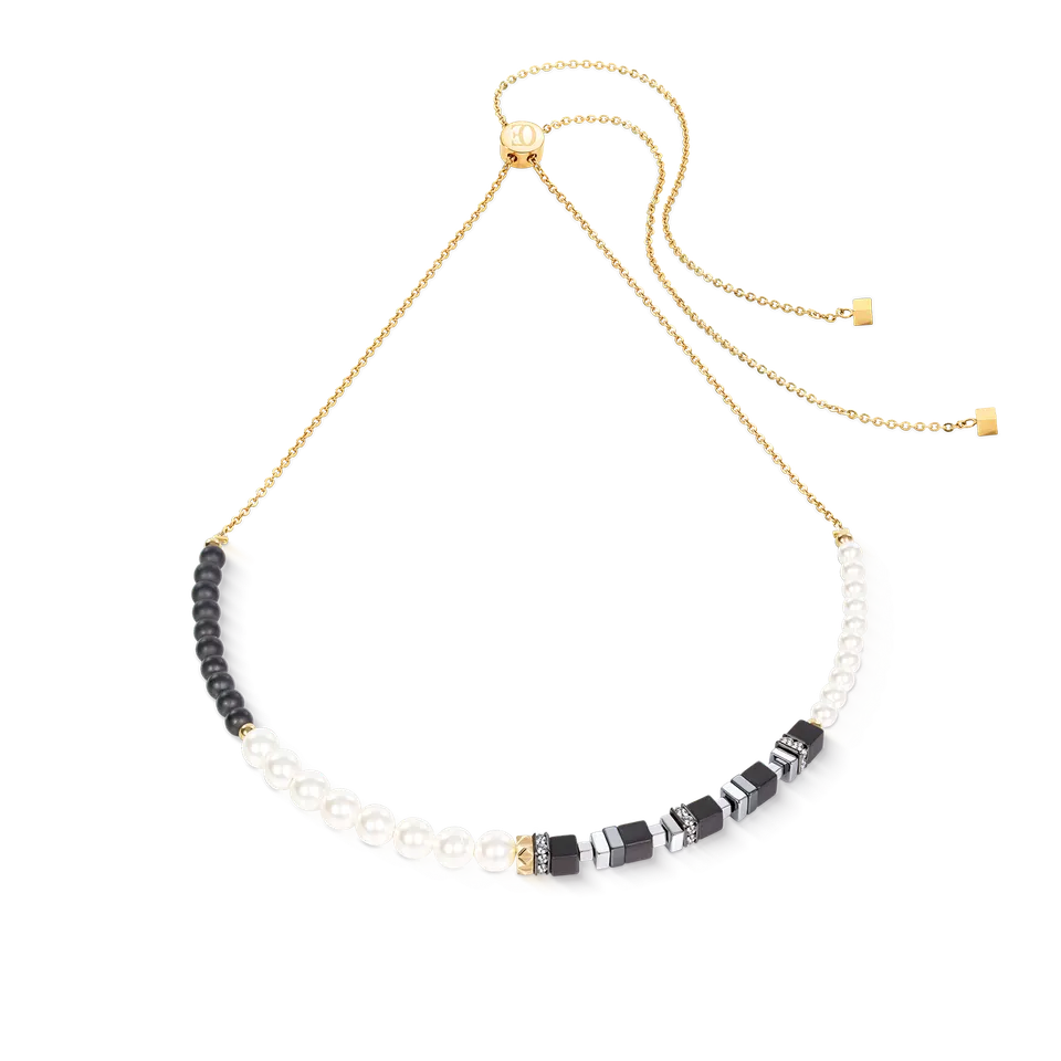 coeur-de-lion-precious-fusion-offset-slider-halskette-onyx-30-70-cm-gold image 1