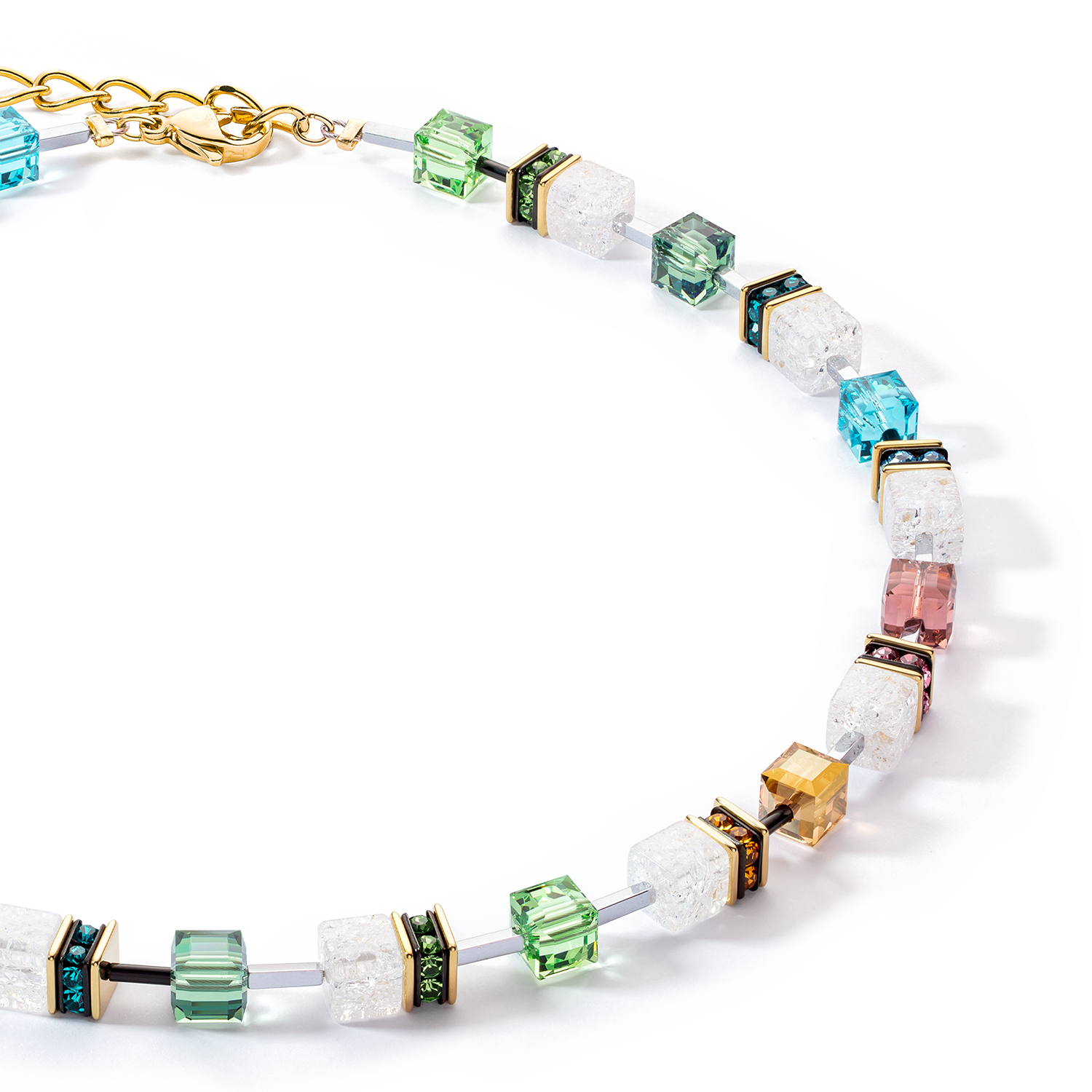 coeur-de-lion-geocube-iconic-statement-precious-halskette-multicolor-gold-50-cm- image 2