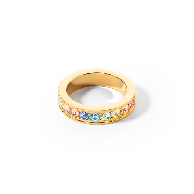 coeur-de-lion-ring-edelstahl-kristalle-gold-multi-pastell image 1