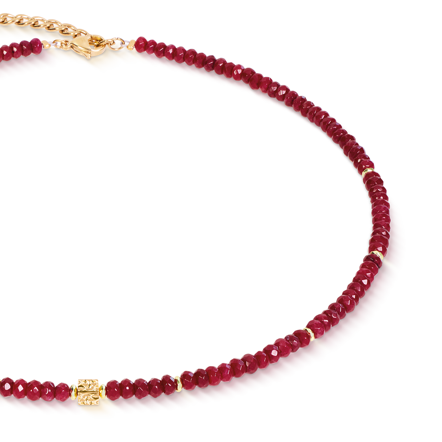 coeur-de-lion-halskette-hammered-cube-ruby-gold-42-cm image 2