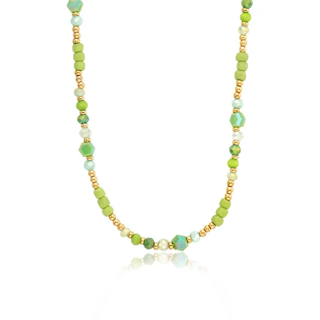 julie-julsen-kids-halskette-crystal-line-edelstahl-vergoldet-mit-gr-nen-glasperl image 1