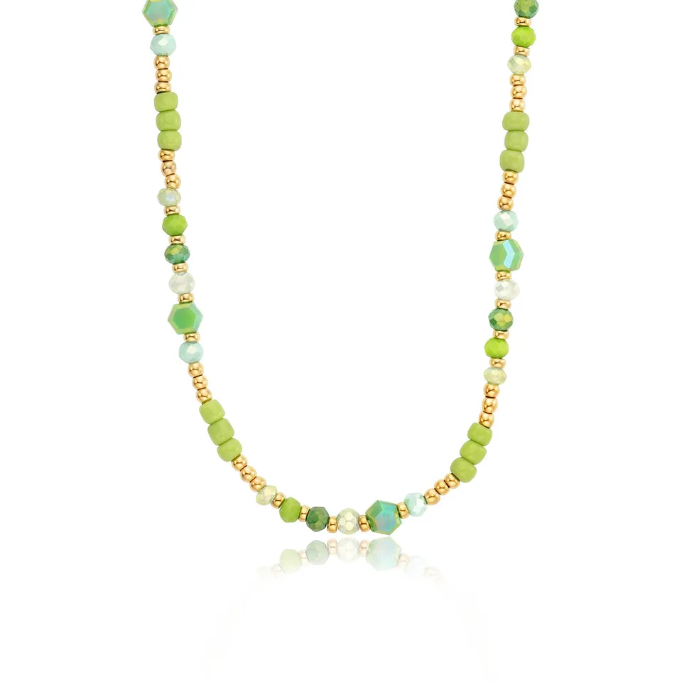 julie-julsen-kids-halskette-crystal-line-edelstahl-vergoldet-mit-gr-nen-glasperl image 1