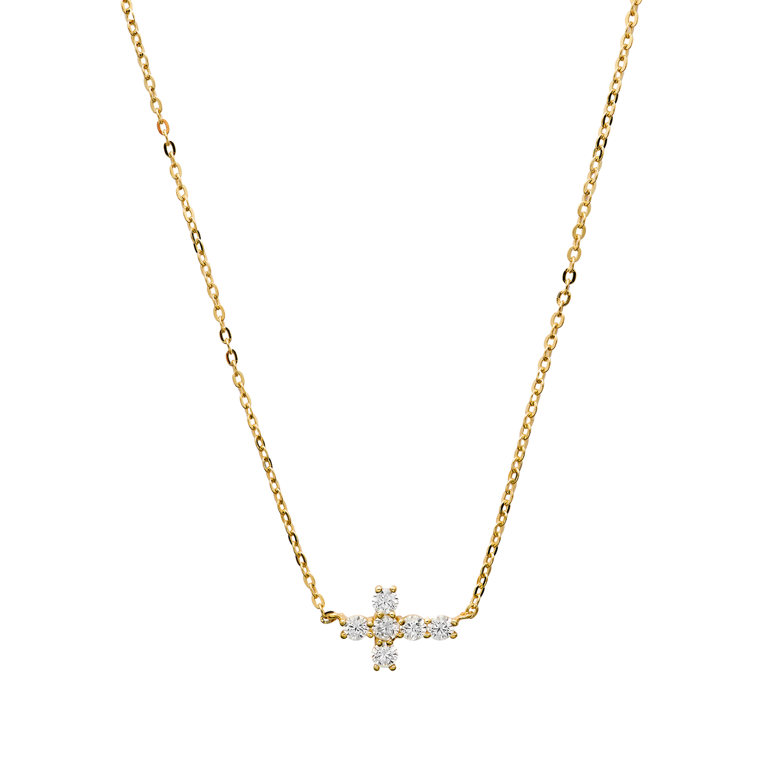 xenox-fine-kreuz-halskette-585-gelbgold-mit-zirkonia image 1