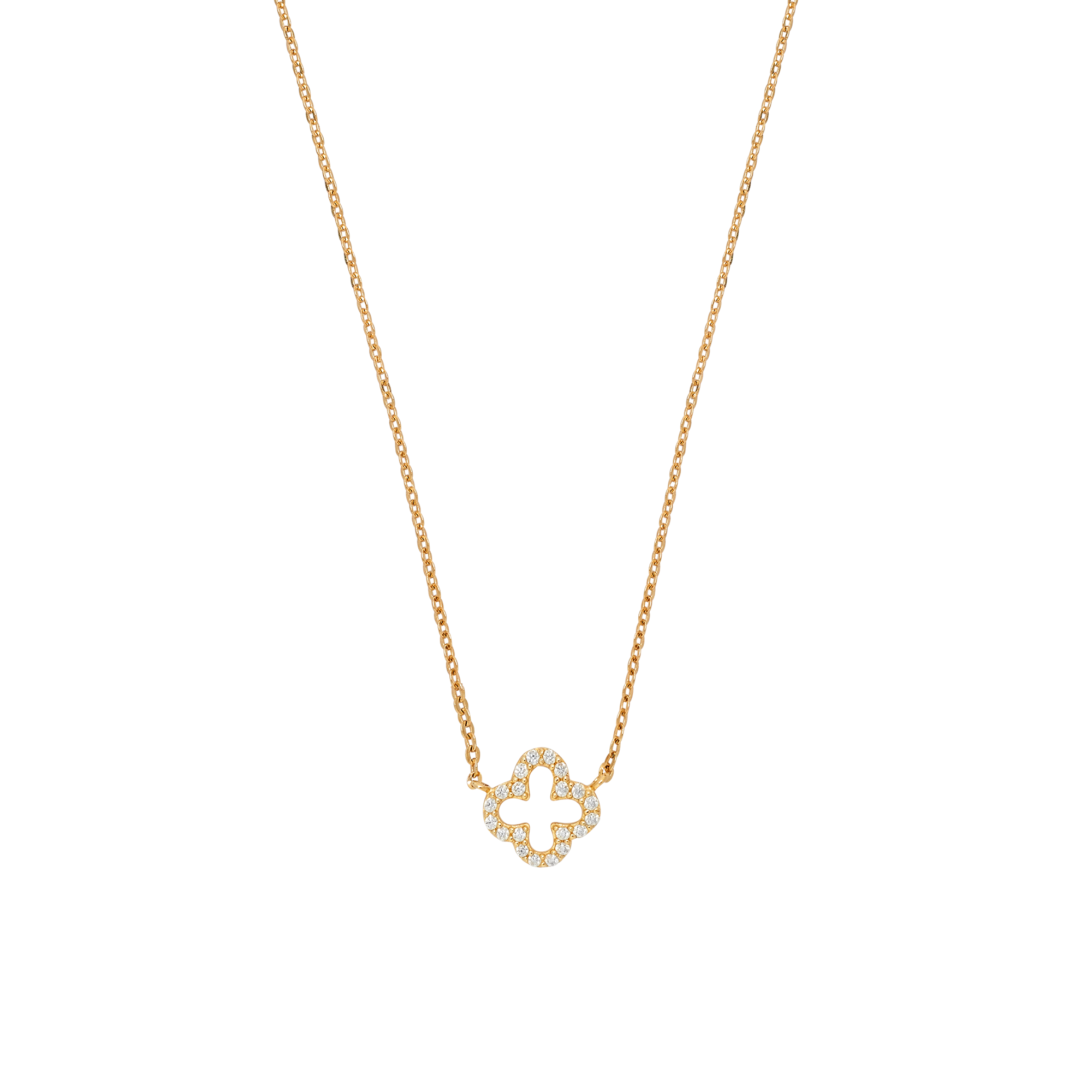 xenox-fine-clover-spark-halskette-585-gelbgold-mit-zirkonia image 1