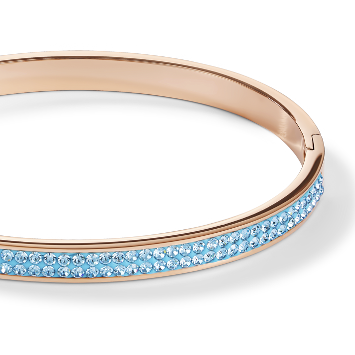 coeur-de-lion-iconic-armreif-edelstahl-ros-gold-mit-kristalle-pav-aqua-17-cm image 2