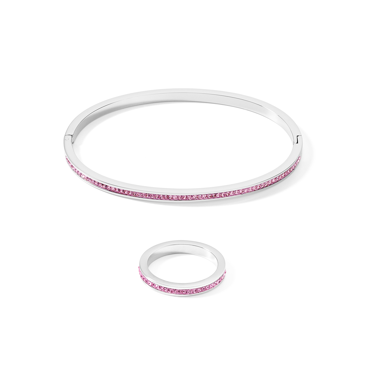 coeur-de-lion-armreif-17-cm-edelstahl-silber-mit-kristallen-pav-rosa image 3