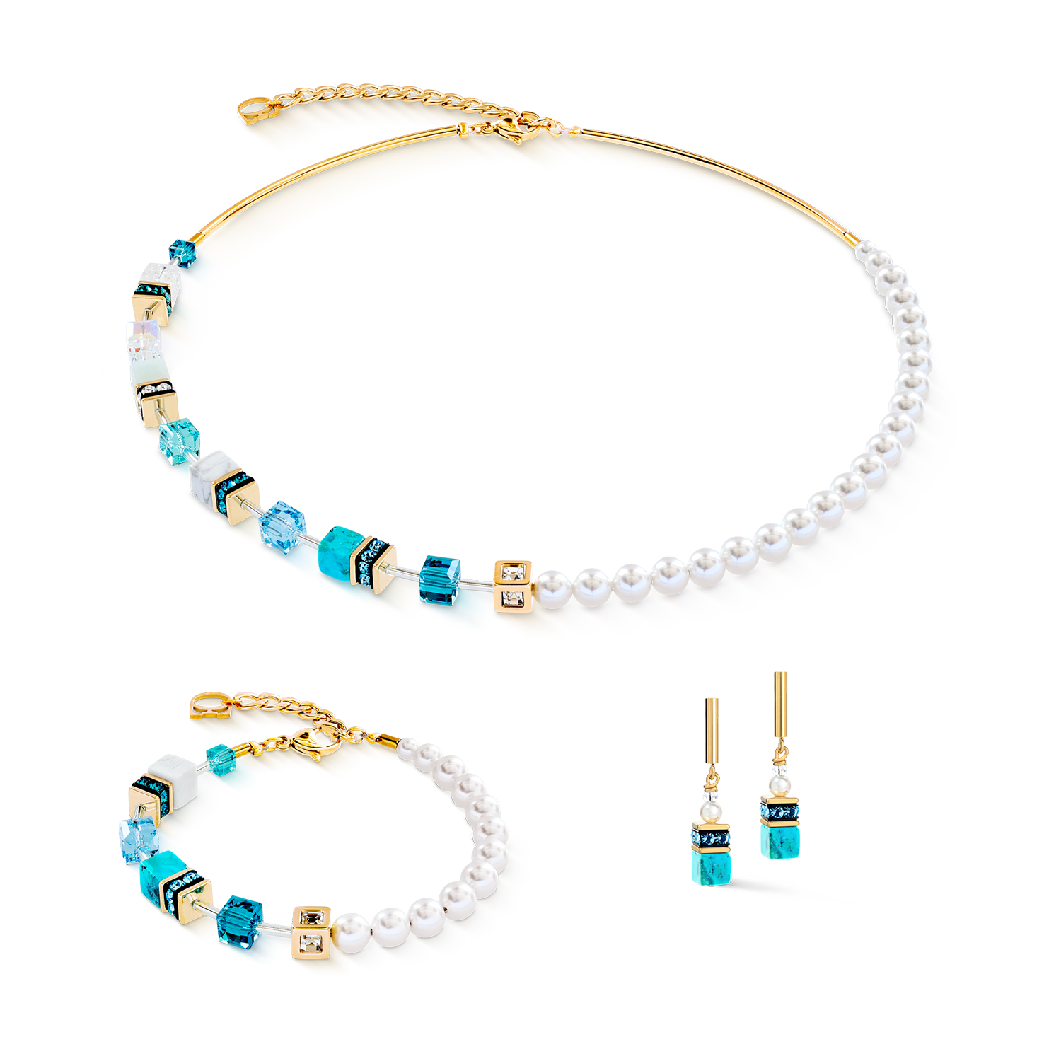 coeur-de-lion-geocube-precious-fusion-pearls-ohrringe-t-rkis-gold image 3