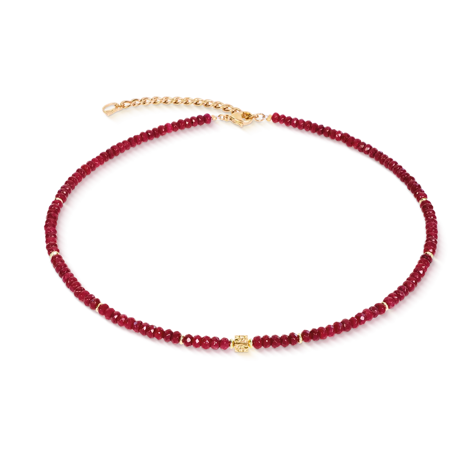 coeur-de-lion-halskette-hammered-cube-ruby-gold-42-cm image 1