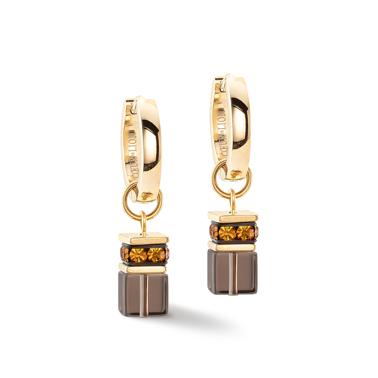 coeur-de-lion-geocube-chunky-chain-creolen-gold-braun-rauchquarz image 2