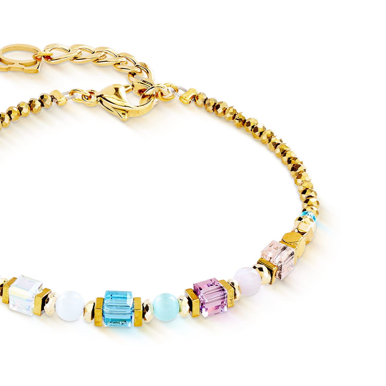 coeur-de-lion-armband-cube-aura-pastell-gold-geocube-swarovski image 2